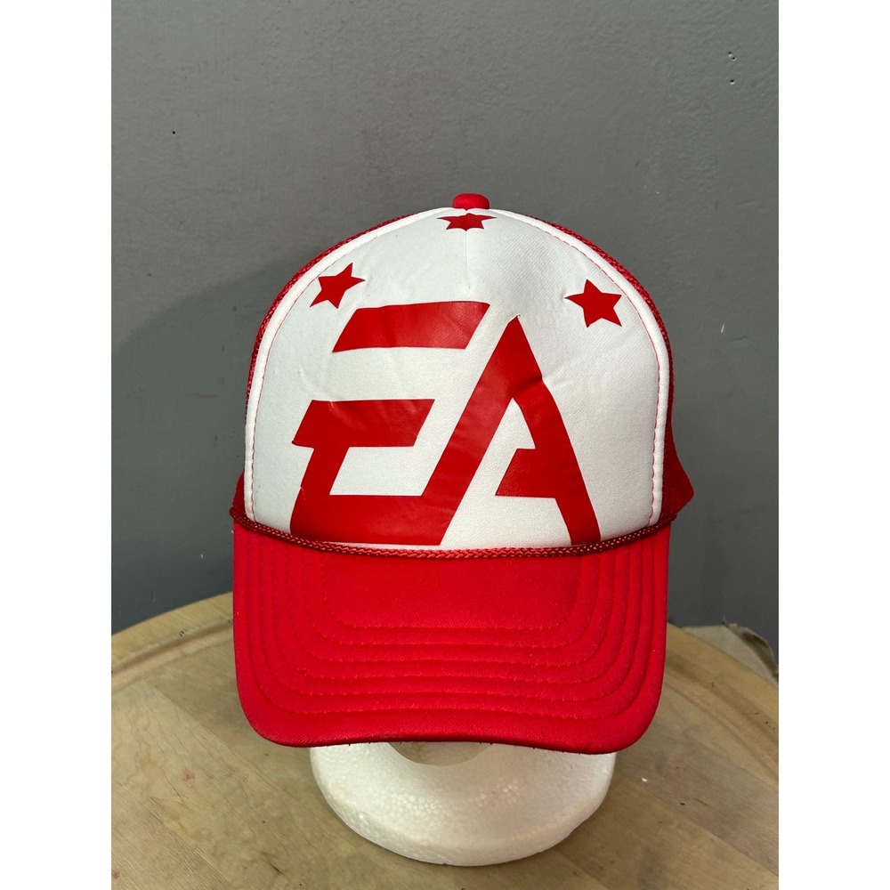 Red White EA Logo Trucker Hat Mesh Snapback Adjustable One Size Fits Most